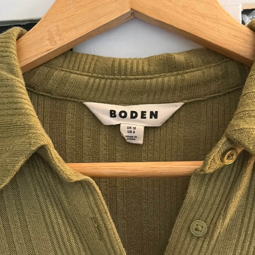 Boden Olive Green Ribbed Women's Top - Picture 2 of 6